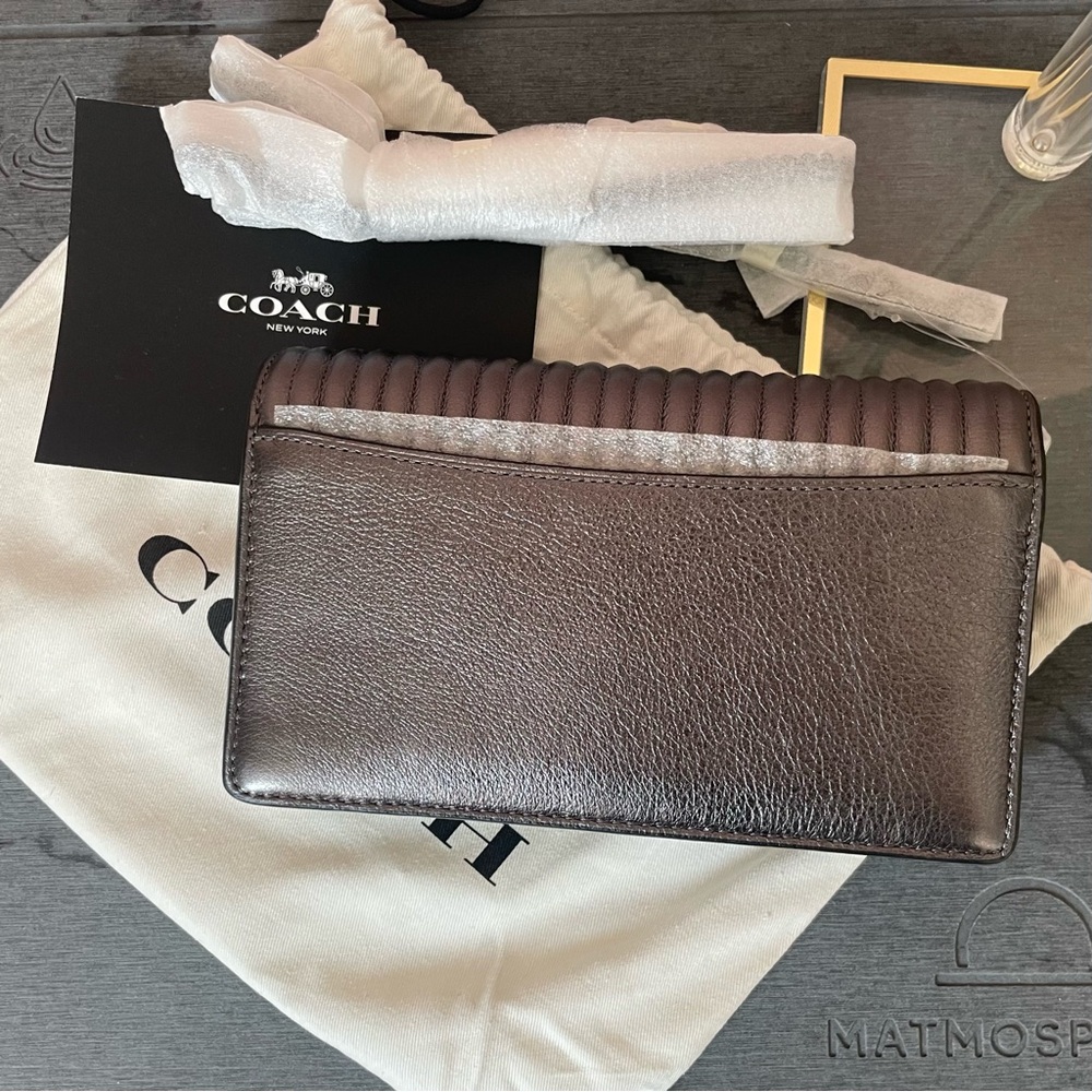 Coach Callie Chain Clutch, Metallic Multicolor Colorblock Deco Quilting & Rivets - Picture 4 of 6